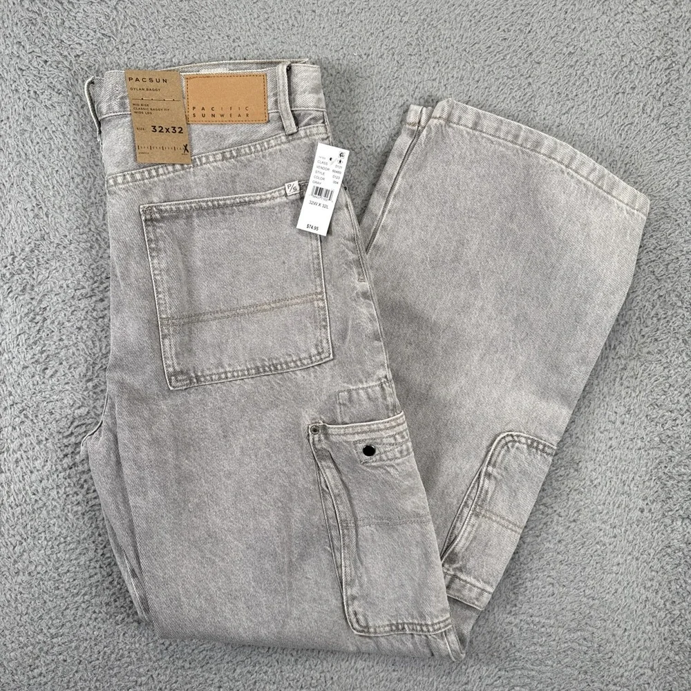Pacsun Dylan Baggy Jeans‎ Mens 32x32 Gray Cargo NEW NWT